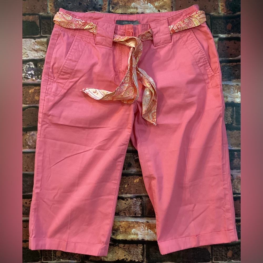 Liz Claiborne Audra Womens Size 4 Cotton Capris Dark Pink 28-30” Waist w/ Cuffs